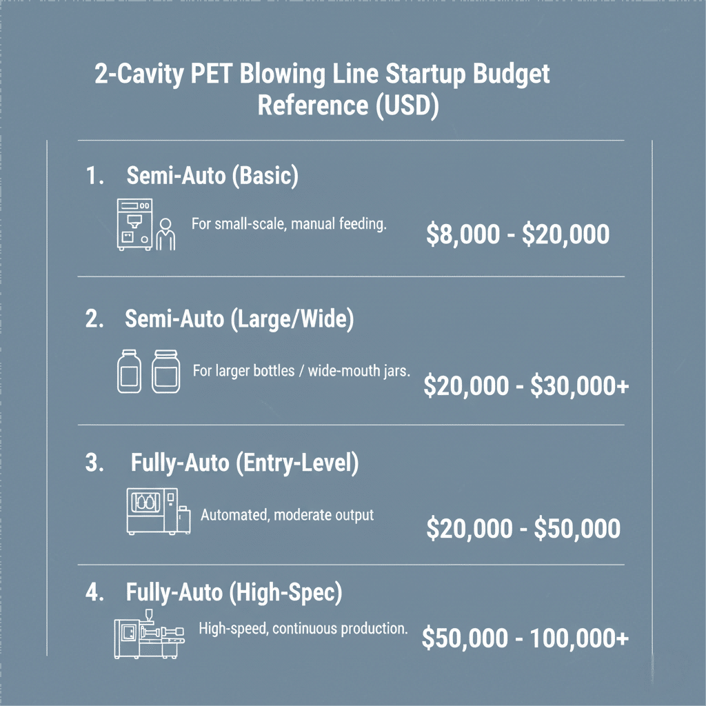 A Clear Table Showing The Total Startup Budget Ranges For Different Types Of 2-Cavity Lines