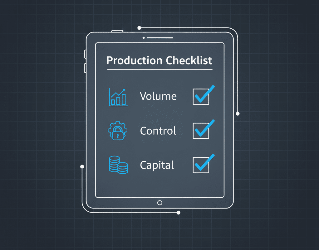 A Checklist With Items Like &Quot;Volume,&Quot; &Quot;Control,&Quot; And &Quot;Capital&Quot; Being Ticked Off