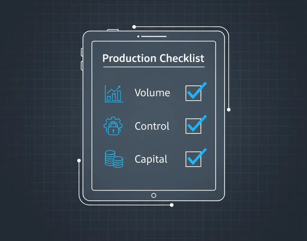 A Checklist With Items Like &Quot;Volume,&Quot; &Quot;Control,&Quot; And &Quot;Capital&Quot; Being Ticked Off