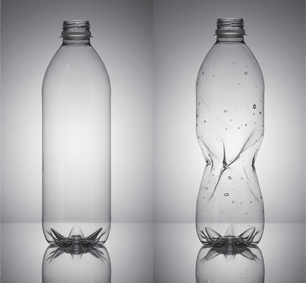A Perfect, Clear Pet Bottle Next To A Flawed, Hazy One