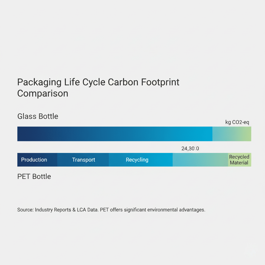 An Infographic Comparing The Lifecycle Carbon Footprint Of A Glass Bottle Vs A Pet Bottle