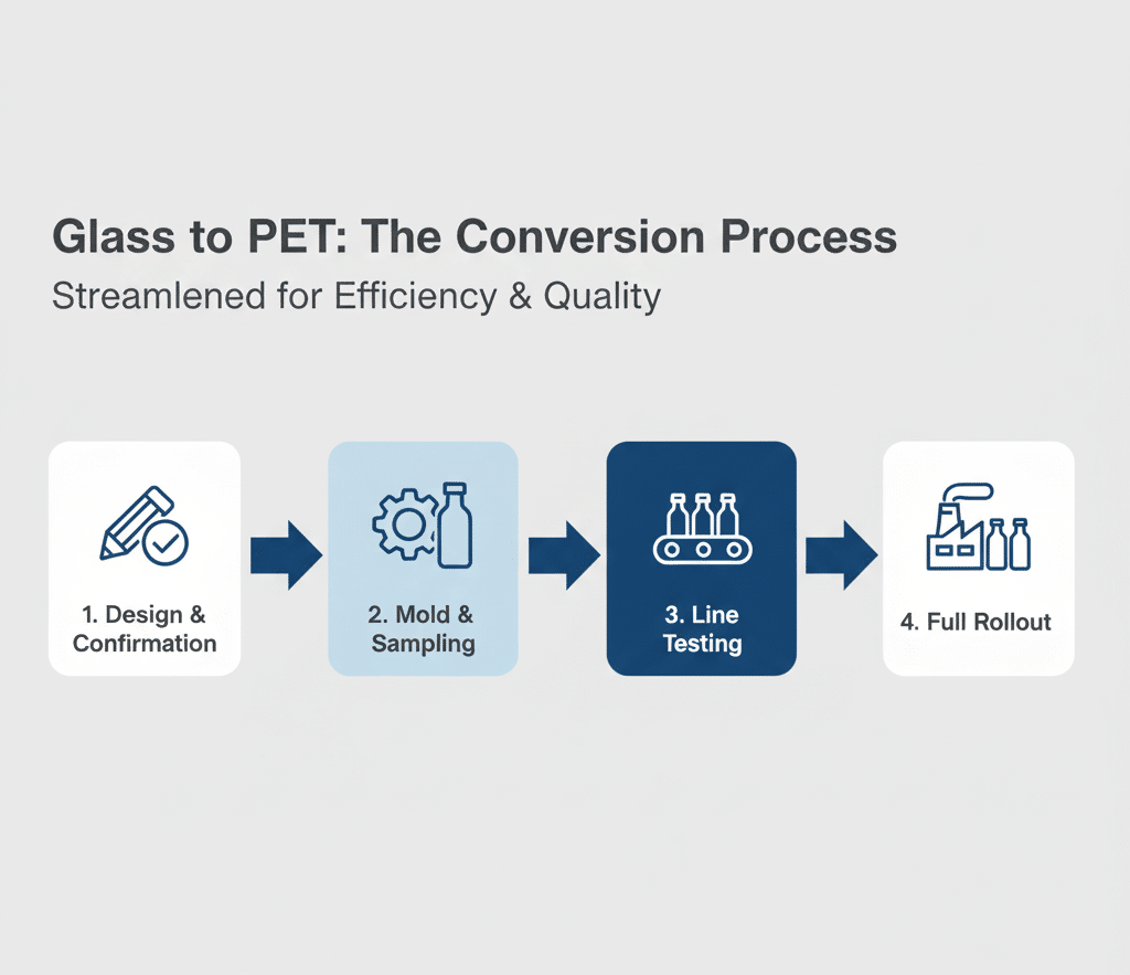 A Flowchart Showing The 4 Steps Of Transitioning From Glass To Pet