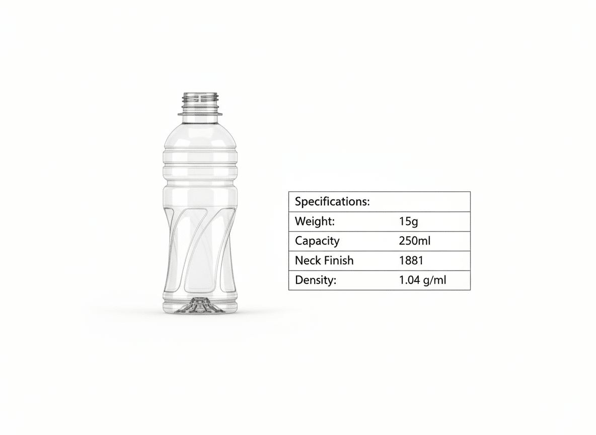 A Detailed Technical Drawing Of A Pet Bottle Mold Showing Volume Specifications.