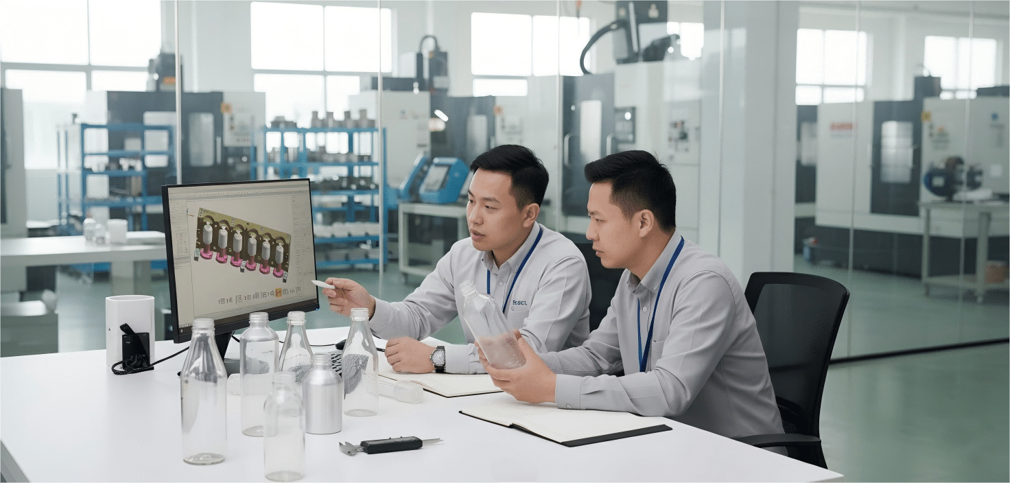 Vivian Reviewing A Bottle Design Blueprint