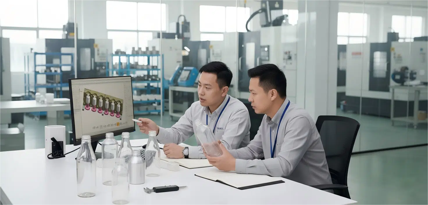 Vivian Reviewing A Bottle Design Blueprint
