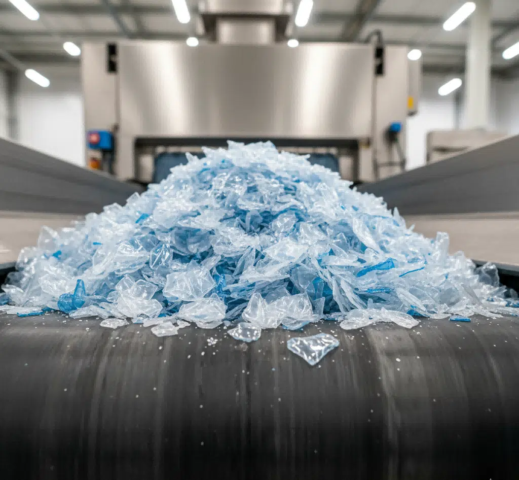 Recycled Pet Flakes (R-Pet) Being Processed